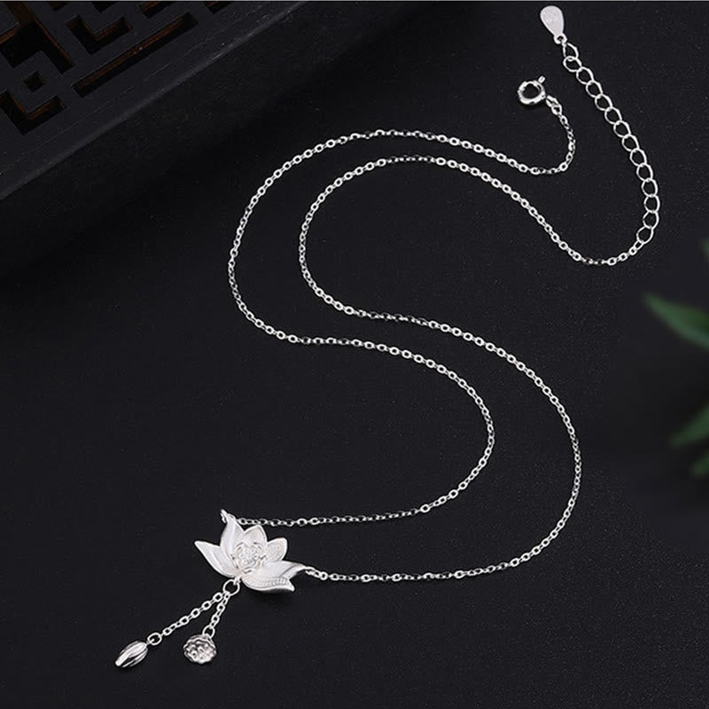 Kette Sterlingsilber Lotus Blume Erleuchtung Anhänger
