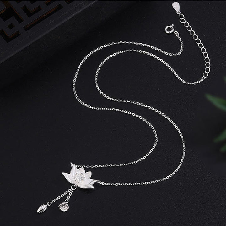 Kette Sterlingsilber Lotus Blume Erleuchtung Anhänger
