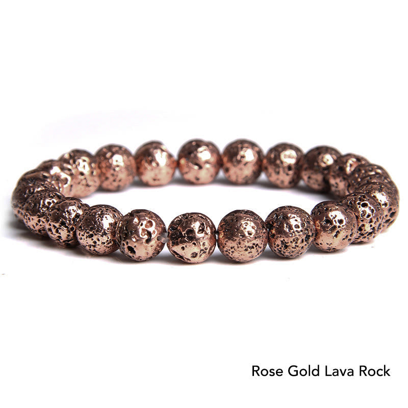 Roségold Lava Rock Armband Kristall Achat Balance Naturstein elastisch