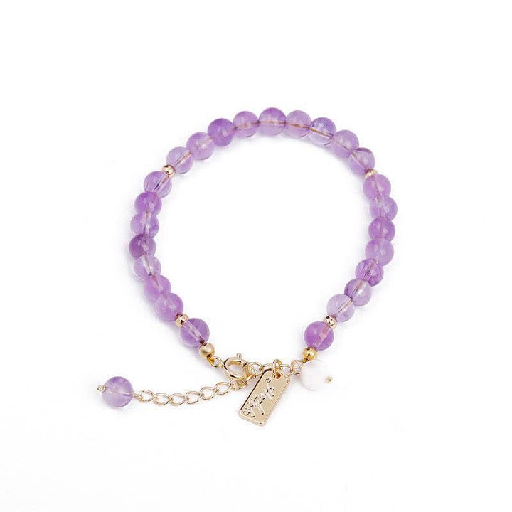 Armband Amethyst Kristall – Energie violette Perlen Goldverschluss elegant