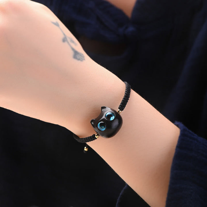 Armband Sandelholz Ebenholz Katze – Schutz & Ruhe