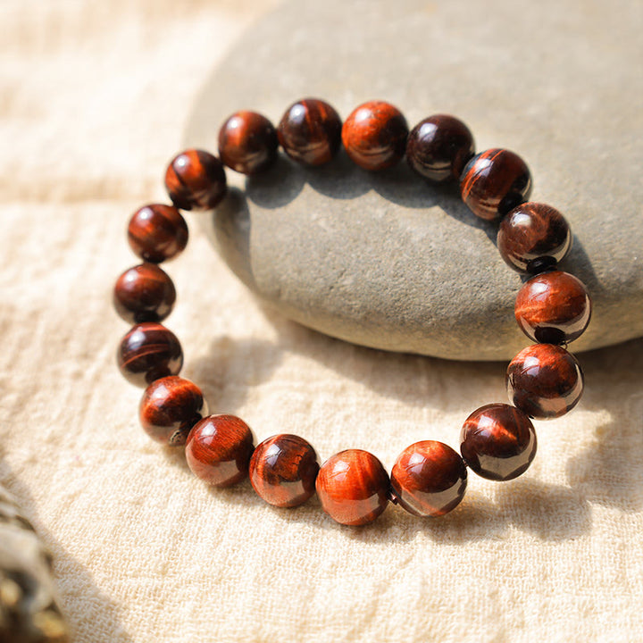 Armband Tigerauge – Heilung & Energie rotes Perlenarmband Naturstein glänzend