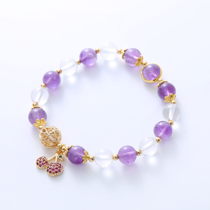 Armband Weißer Kristall Amethyst mit Goldverzierungen elegantes Design