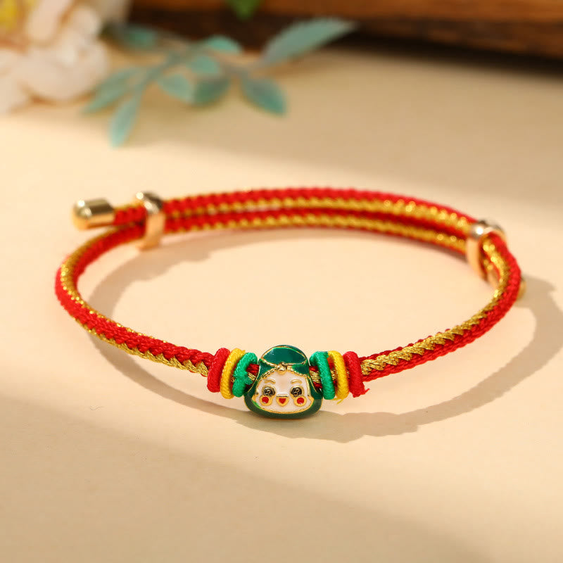 Rotes Armband Bunt Zongzi Glück – Glück mit goldenem Faden elastisch