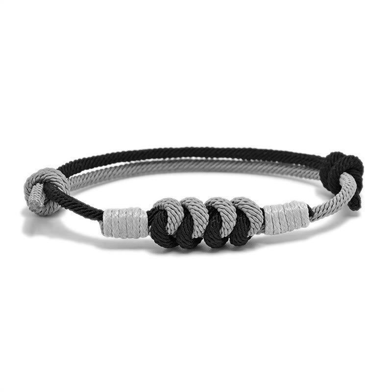Armband Geflochten Knoten – Stärke schwarz weiß Seil elastisch verstellbar