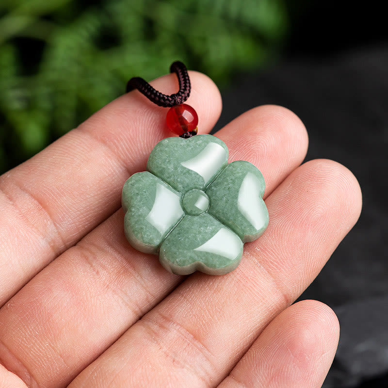 Anhänger Kette Jade Kleeblatt Natur Liebe