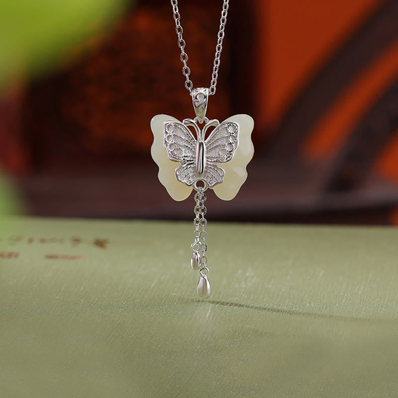 Anhänger Schmetterling Jade Silber Segen Charm