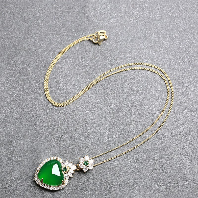 Kette Chalcedon Herz Edelstein Liebe gold
