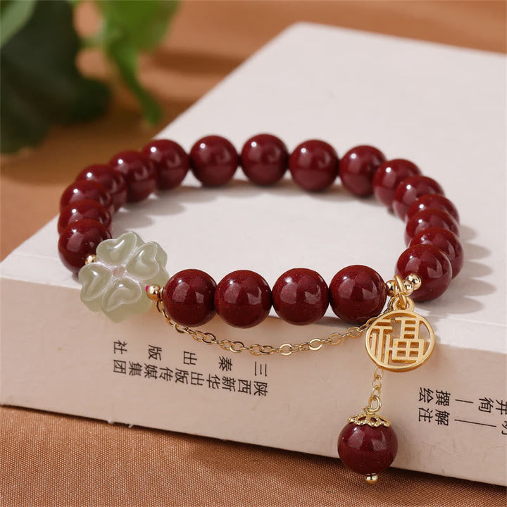 Armband Zinnober Jade Fu-Zeichen – Glück & Liebe
