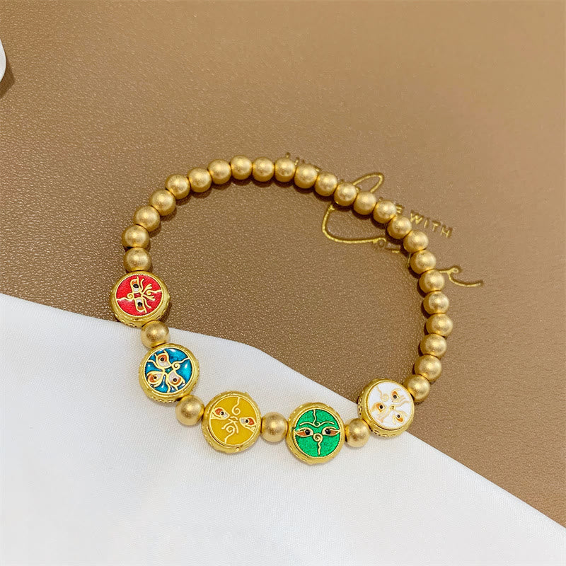Armband Kupfer Glück Wohlstand Harmonie goldene Perlen farbige Charms elegant