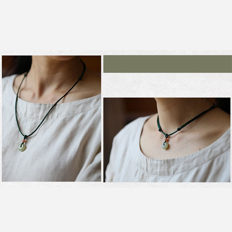 Jade Anhänger Kette grün Naturstein schlicht
