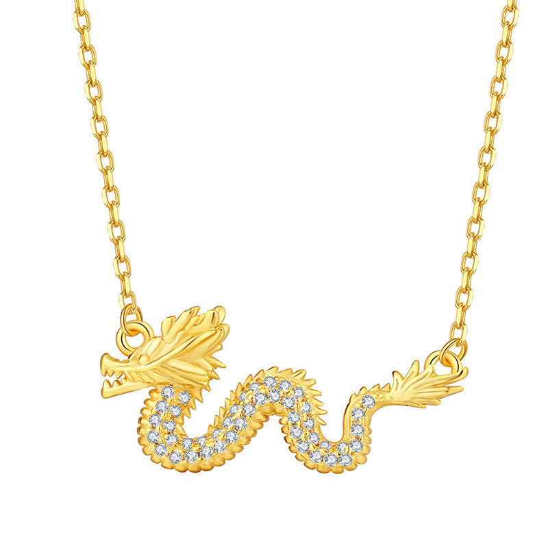 Kette 925er Silber Drachen Jahr Glück Gold Zirkonia