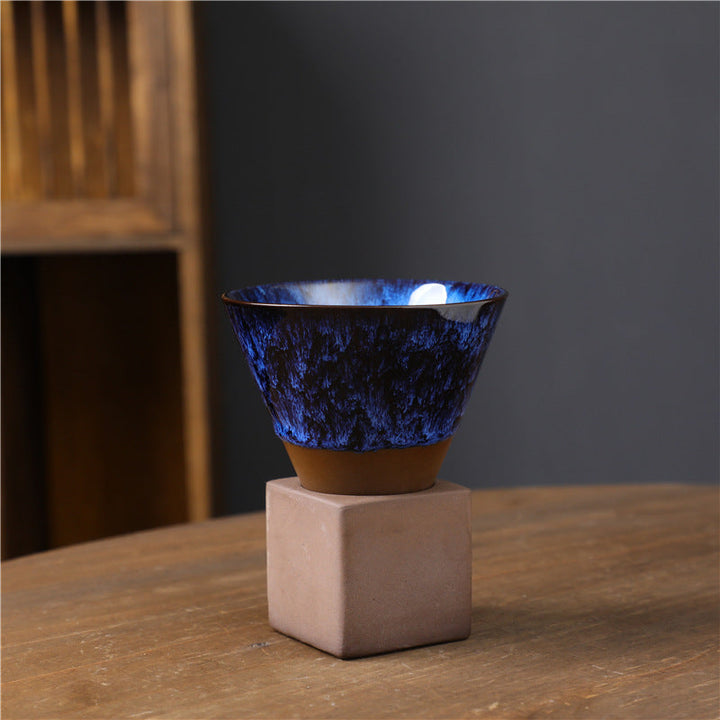 Teetasse Japanisch Retro Ofenglasur Keramik Ofenglasur Dunkelblau