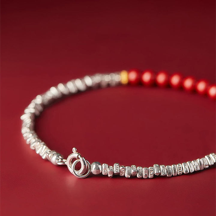 Silberarmband 925er mit Zinnober und Fu-Zeichen Segen Balance.