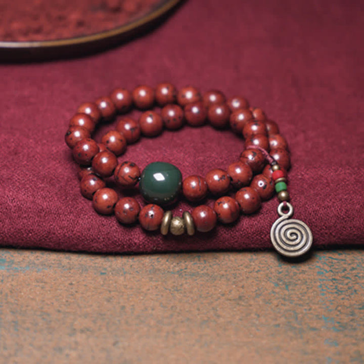 Armband Jade Kupfer Perlen Spirale Anhänger elastisch natürlich