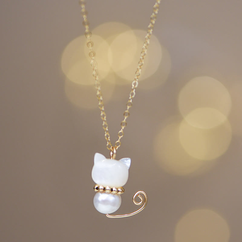 Kette Hetian-Jade Glückskatze Glück Perle gold