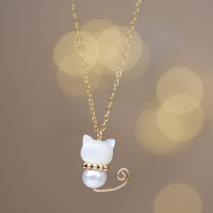 Kette Hetian-Jade Glückskatze Glück Perle gold