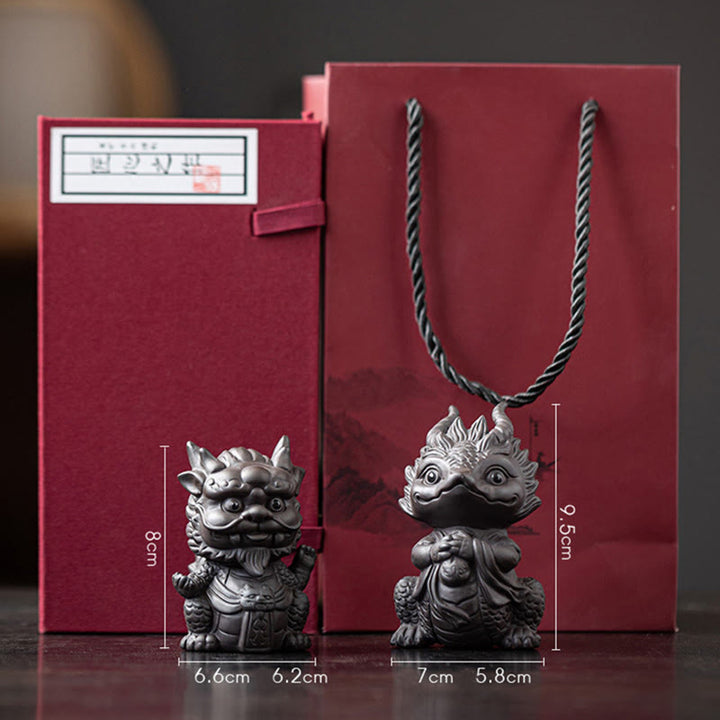 Drachen Figur Dragon King+Dragon Girl(A Pair Of Black&Gift Box)
