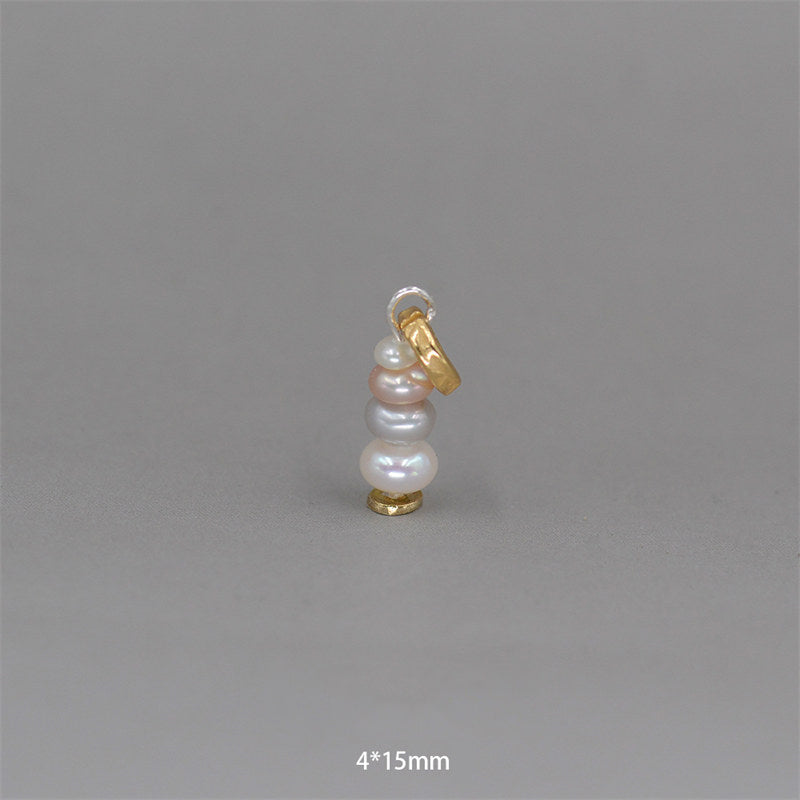 Kette Perlen Zen-Cairn Anhänger gold weiß
