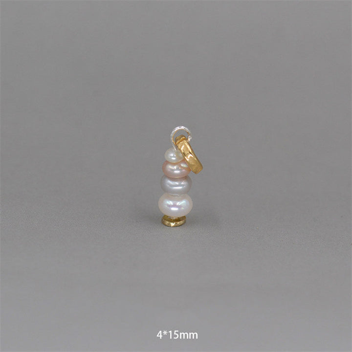 Kette Perlen Zen-Cairn Anhänger gold weiß