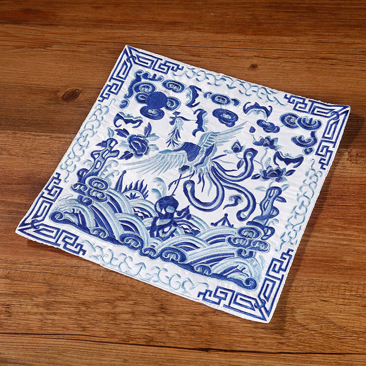 Tee Untersetzer Kranich Phönix Drache Kirin Blau-Weißer Phönix