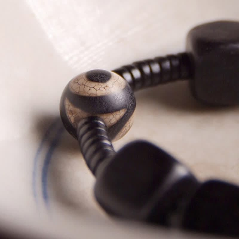 Armband Ebenholz – Stärke mit Kugel Naturstein elastisch schwarz