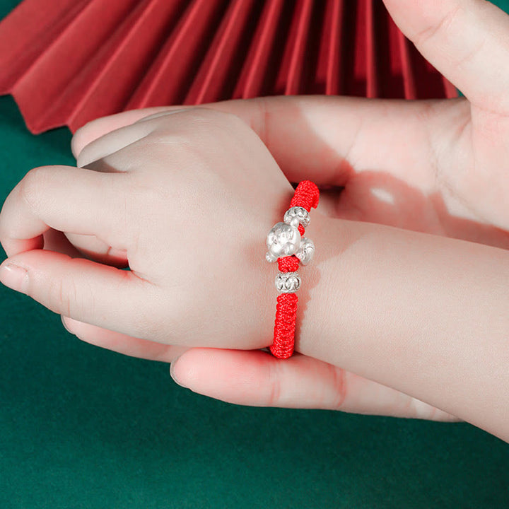 Rotes Armband 925 Silber Chinesisches Tierkreis Glück Frau Hand