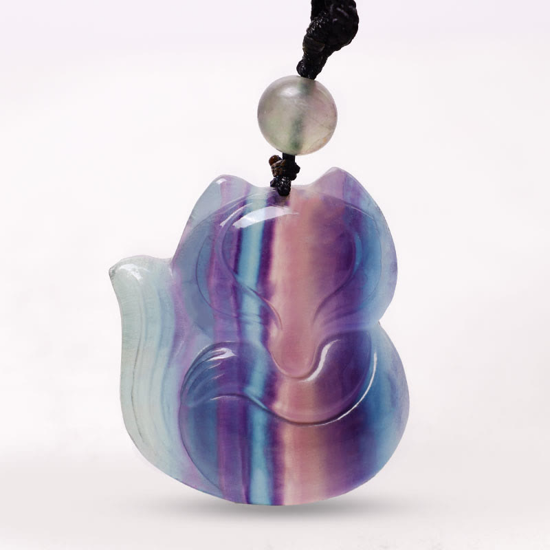 Fluorit Fuchs Anhänger Kette lila Stein Schutz Harmonie elegant.