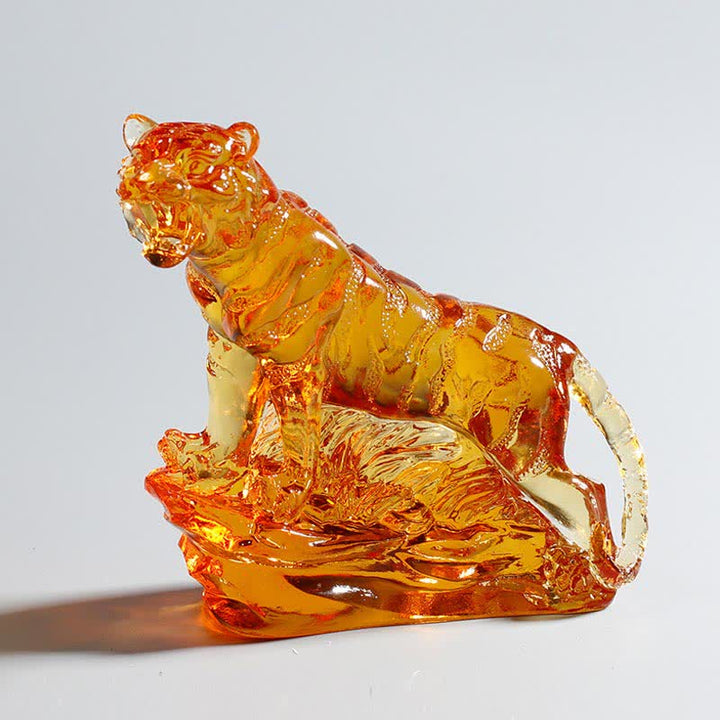 Figur Tiger Liuli Kristall Schutz Gold