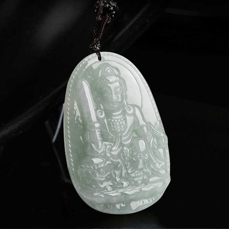 Kette Jade Tierkreis-Buddha Wohlstand Anhänger Naturstein grün