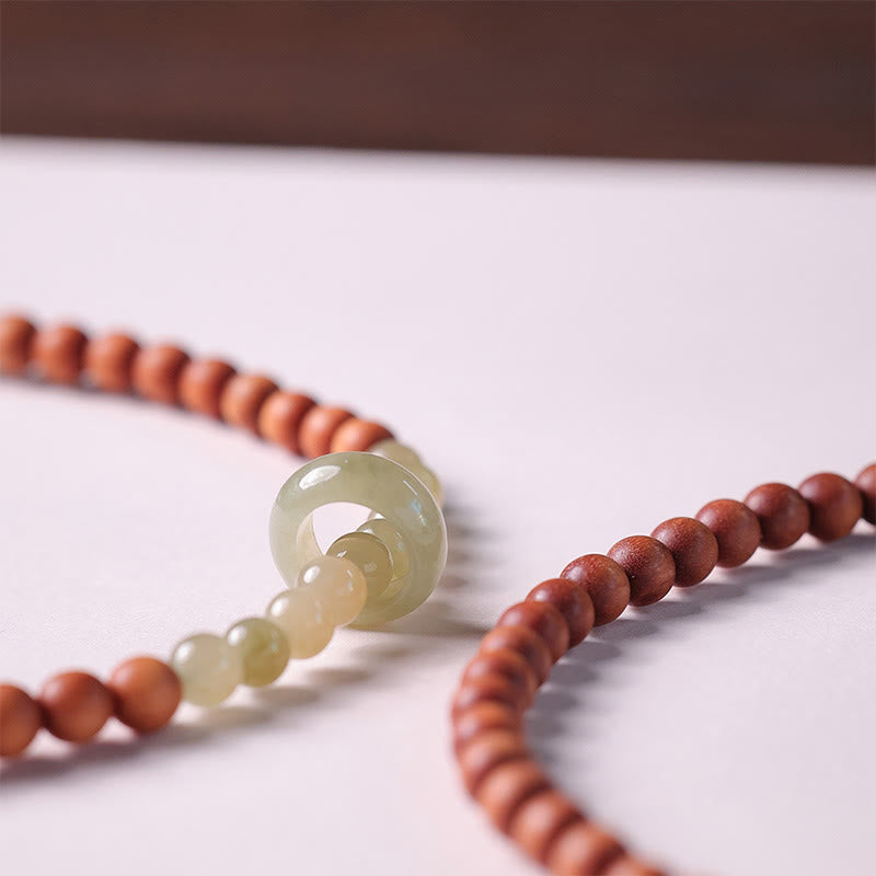 Armband Sandelholz Jade – Schutz mit grünem Stein und braunen Perlen