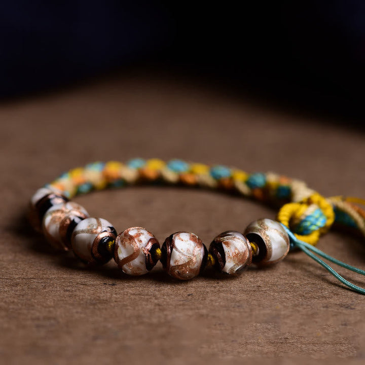 Armband Bunt Liuli Glas Perle – Glück mit buntem Seil elegant