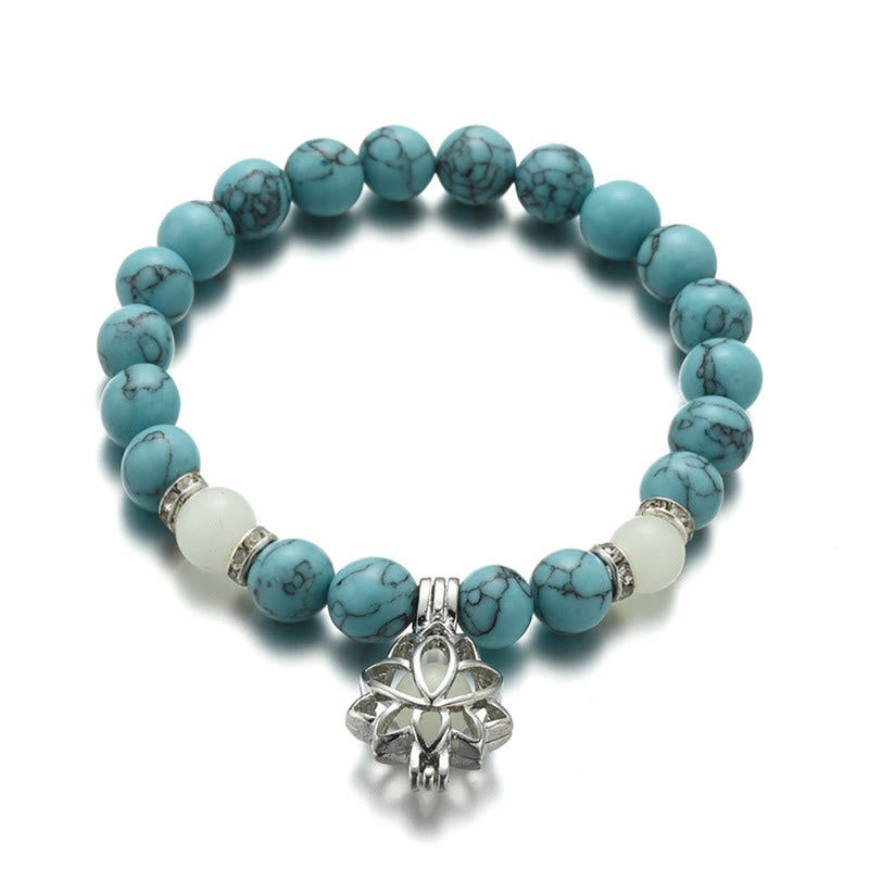 Armband Leuchtstein Türkis Lotus "Schutz"