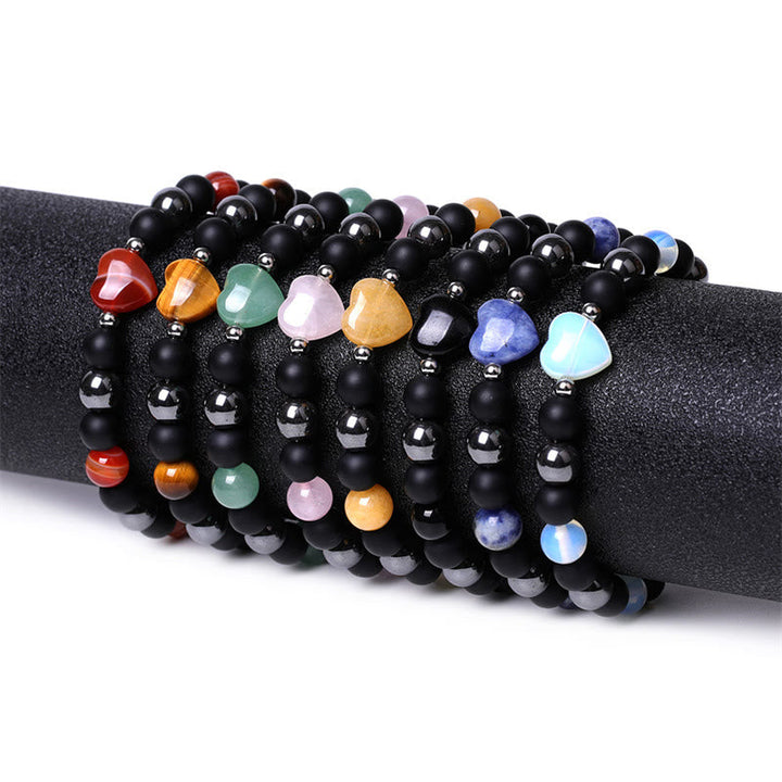 Armband Schwarzer Onyx Tigerauge – Schutz & Liebe mit Halbedelsteinen elastisch.