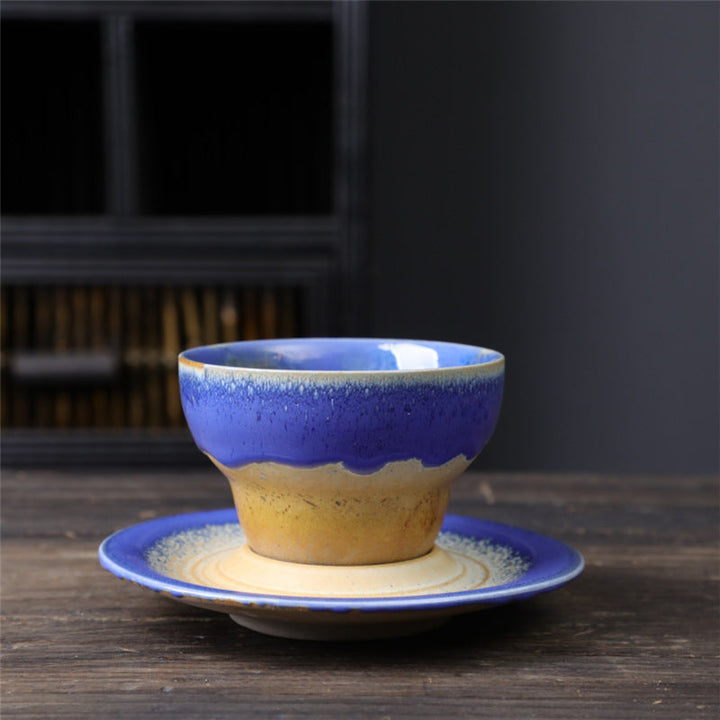 Teetassen Sets Planet Design Keramik Untertasse Dunkelblau 120ml