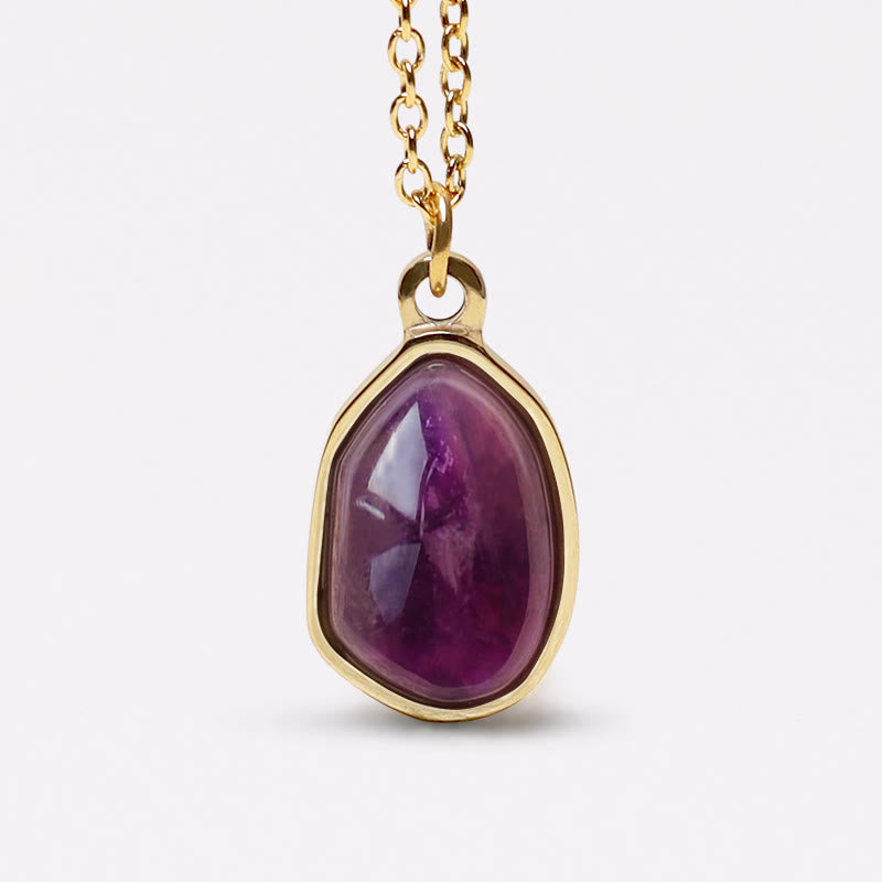 Kette Aventurin Amethyst Rosenquarz – Segen – Bild 7 – Goldene Kette mit ovalem violettem Amethyst Anhänger Naturstein