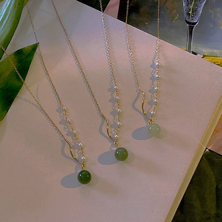 Kette Jade Perle Hetian Glück Natur