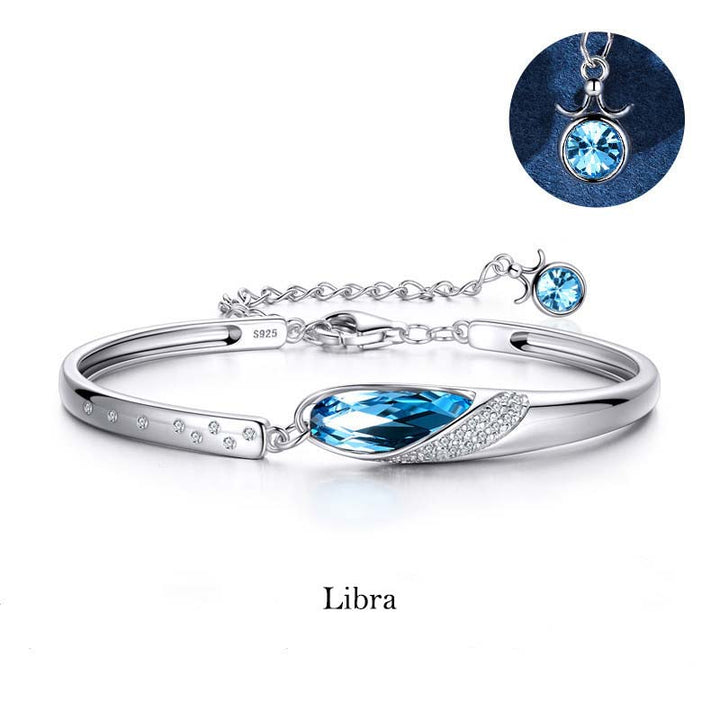 Libra Armband 925 Silber Tierkreiszeichen – Schutz blaues Kristall Armband Detailansicht