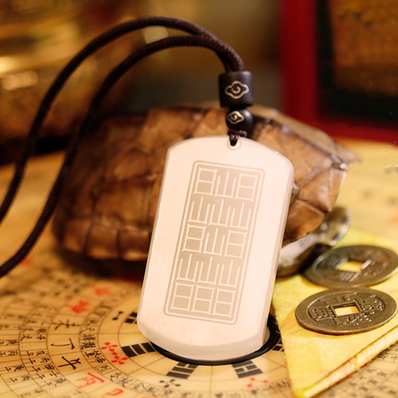 Kette weiße Jade Bagua Anhänger Schutz Glück