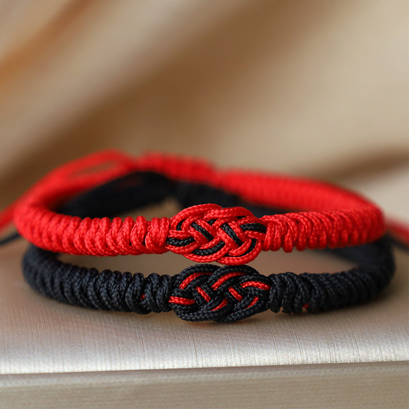 Armband Rot Schwarz Chinesischer Knoten - Schutz