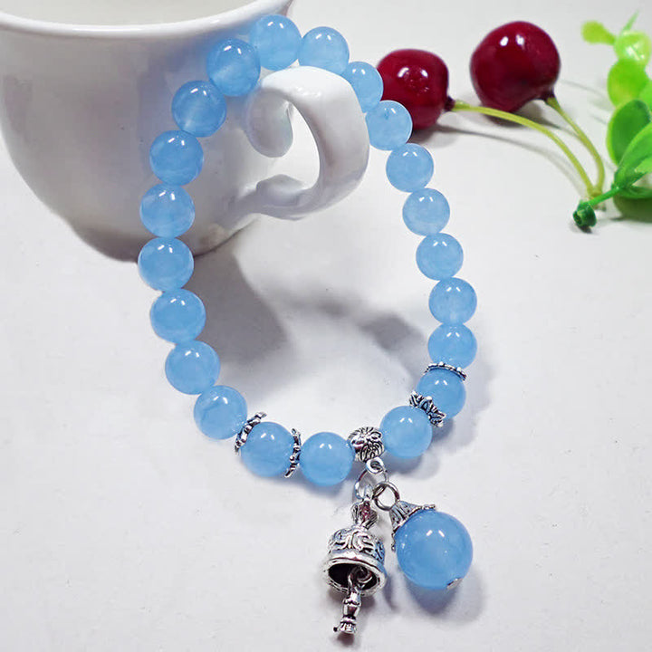 Hellblaues Kristall Armband Energie Naturstein elegant Silber Anhänger