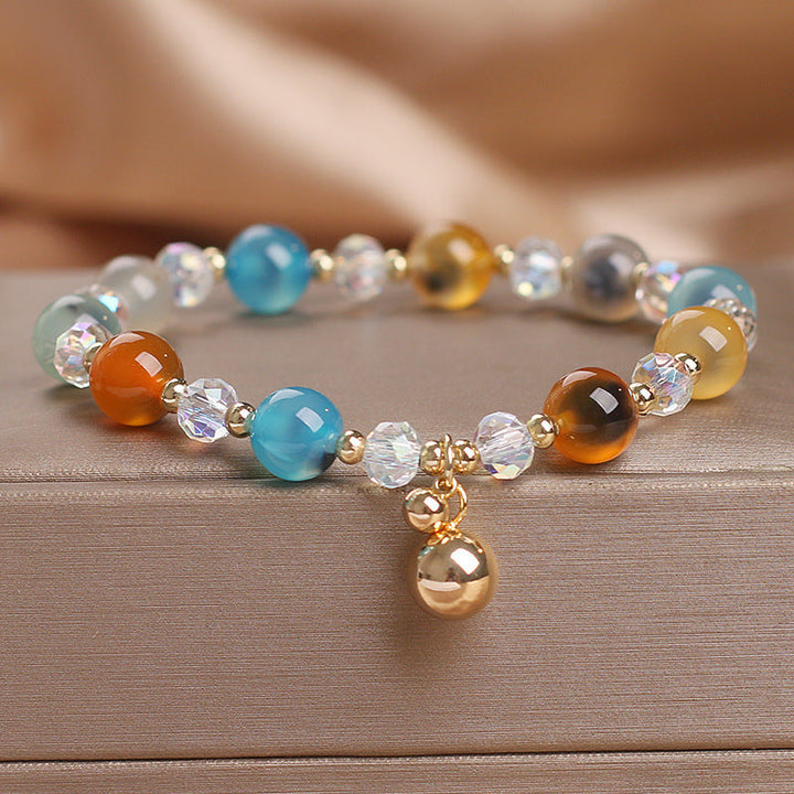 Armband Achat Heilung Harmonie mit Bernstein und Kristallperlen elegant.
