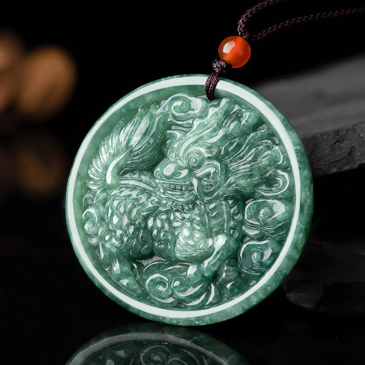 Jade Anhänger Qilin Kette grün Natur