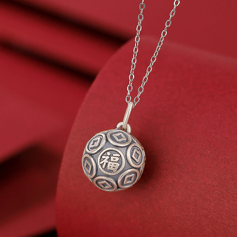 Kette Sterling-Silber Fu-Charakter Kugel – Glück Segen