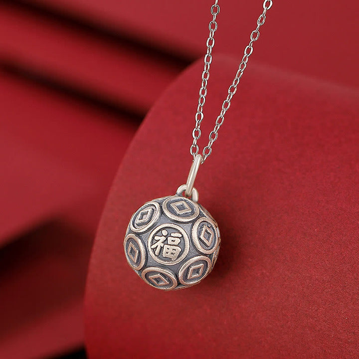 Kette Sterling-Silber Fu-Charakter Kugel – Glück Segen