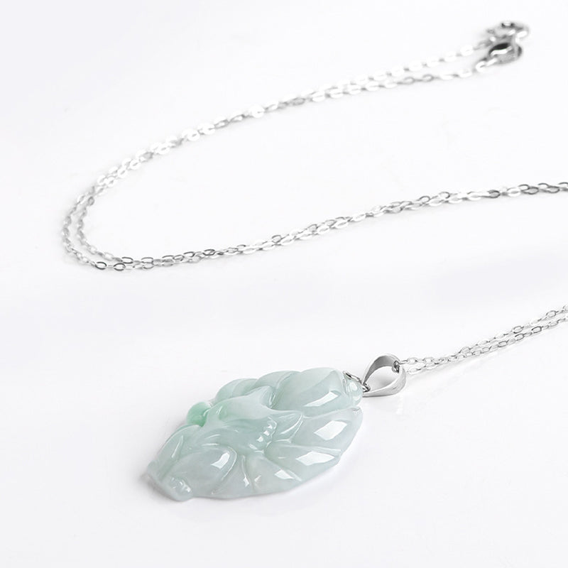 Kette Jade Neunschweif-Fuchs Natur Wohlstand Silberkette Anhänger