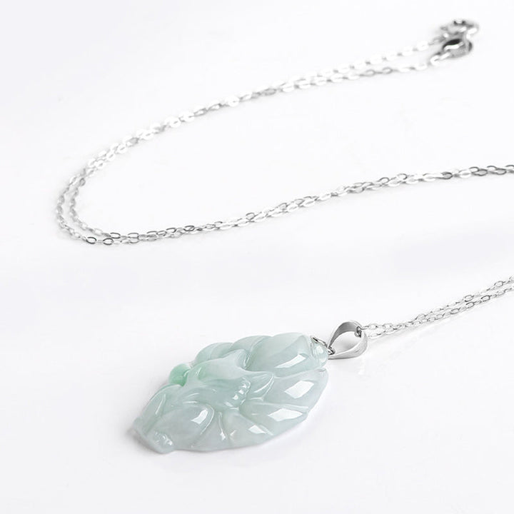 Kette Jade Neunschweif-Fuchs Natur Wohlstand Silberkette Anhänger