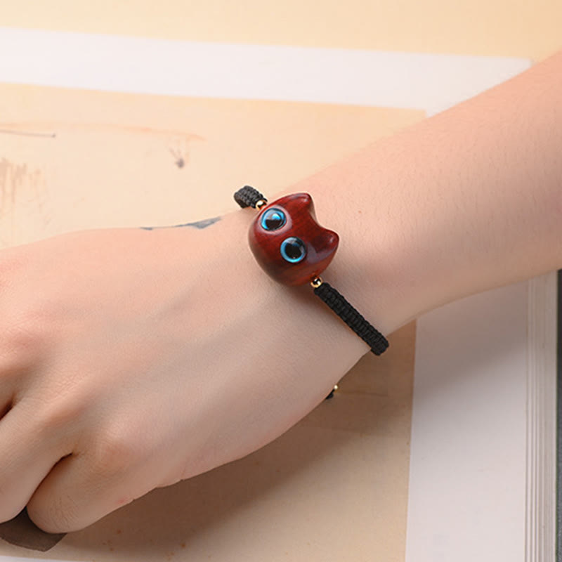 Armband Sandelholz Ebenholz Katze – Schutz & Ruhe