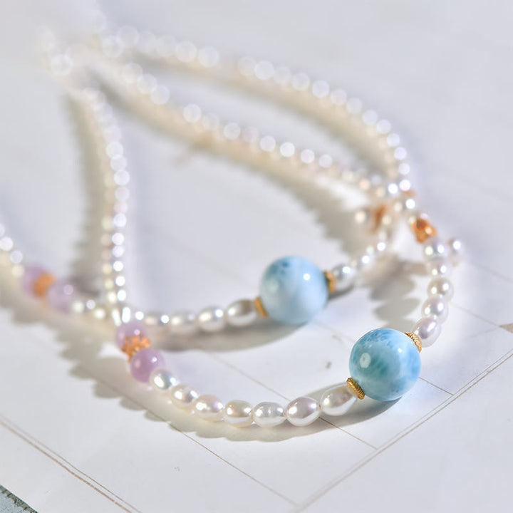 Perlenarmbänder Larimar – Klarheit, Kommunikation