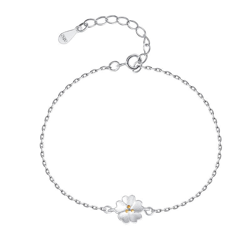 Silberarmband 925 mit Blütenanhänger, zartes Kettenarmband elegant.